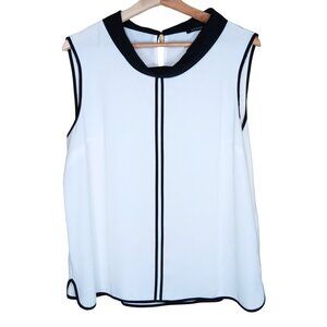 Orsay Contrast Sheer Sleeveless Blouse Collared Piping